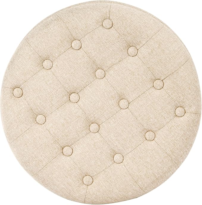 HomePop by Kinfine Fabric Upholstered Round Storage Ottoman - Image 10
