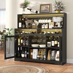 Loomie Wine Bar Cabinet with LED Light, Liquor Cabinet with Glass Holder - Image 4