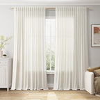 Cream Extra Wide Linen Curtains by Nanspring