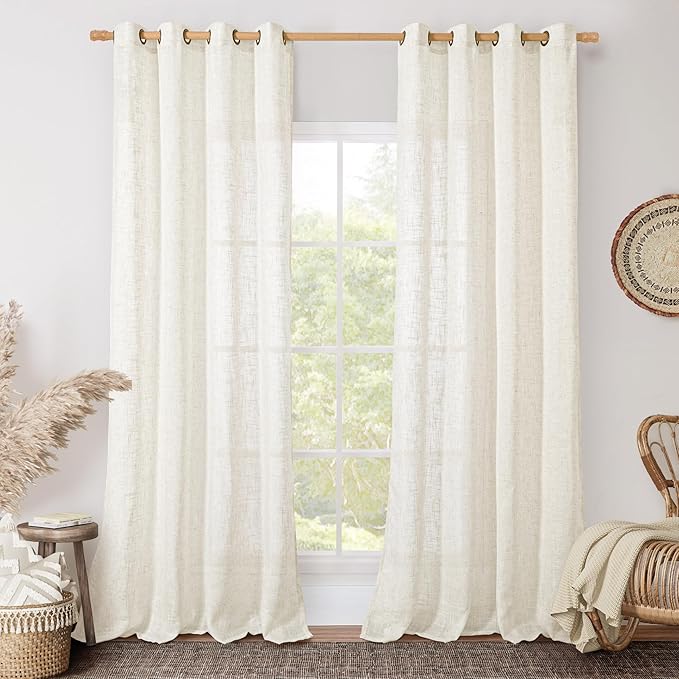 Living Room Linen Curtains 95 Inch by LAMIT