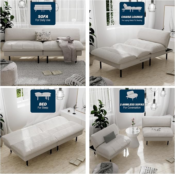 Ribilake 3 Sets 70" Futon Sofa Bed, 4 in 1 Multi-Function Couch Sleeper - Image 4