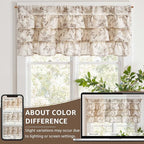 jinchan Ruffled Valance Curtain Linen Floral Kitchen Valance 18 Inch Shabby - Image 8