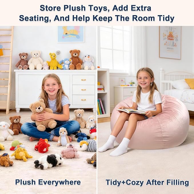 Lukeight Stuffed Animals Storage Bean Bag Chair Cover - Image 6