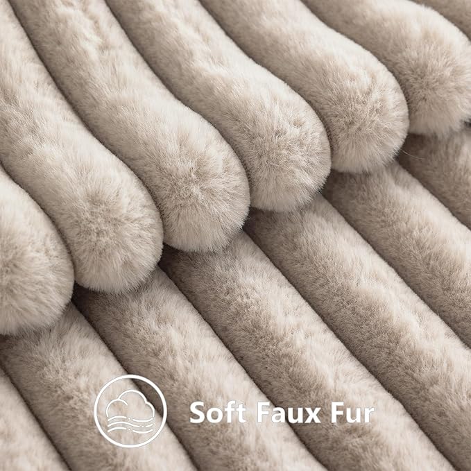 decorUhome Fall Faux Fur Throw Pillow Covers 22x22 Set of 2 Tan | Decorative - Image 3