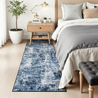 Rugflix 2x8 Runner Rug for Hallway, Washable Navy Blue Kitchen Runners | - Image 9