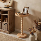 Boho Rattan Round Side Table - Image 9