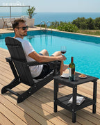 SERWALL 2-Tier HDPE Outdoor Side Table, Weatherproof Rectangular Adirondack - Image 2