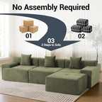 119'' Modular L-Shaped Boneless Sectional, Corduroy Deep Seat Cloud Sectional - Image 7