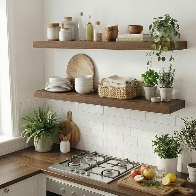 Dreamland 48 inch Floating Shelves, Rustic Wood Floating Wall Shelf - Image 2