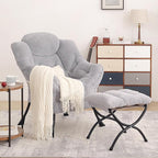 Tiita Lazy Chair with Ottoman, Light Grey Modern Large Accent Armchair - Image 9