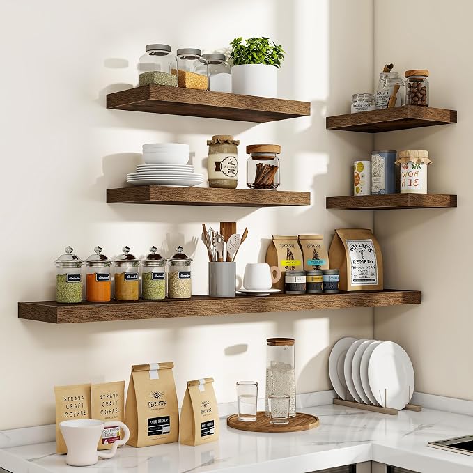 Acovy 16 Inch Floating Shelves, Wooden Shelves - Image 7