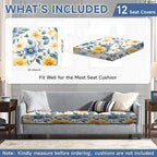 CALBODE 12 Pcs Stretch Outdoor Seat Cushion Covers, Spring Bloom | Washable - Image 2