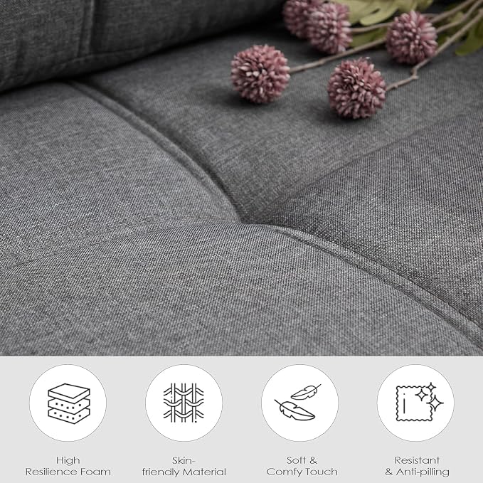 TYBOATLE 65" Small Couches for Bedroom, Mid-Century Modern Tufted Comfy - Image 3