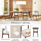 COLAMY Wooden Dining Chairs Set of 4, Modern Fabric Upholstered Kitchen Side - Image 5