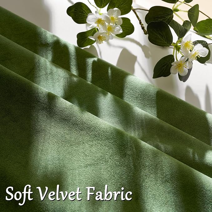 GIGIZAZA Olive Green Velvet Throw Pillow Covers 12x20 Pack of 2 | Decorative - Image 5