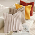 decorUhome Fall Faux Fur Throw Pillow Covers 18x18 Set of 2 Beige | Decorative - Image 7