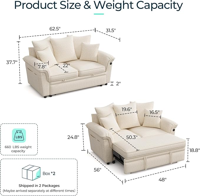 LINSY HOME Sectional Loveseat Sofa - Image 2