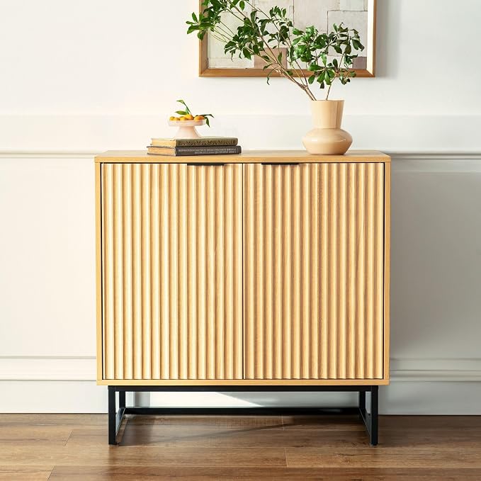 EYYTHUNG Fluted Cabinet with Storage, Sideboard Buffet Cabinet with Adjustable - Image 9