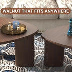 Honyee Nesting Coffee Table Set of 2, Modern Walnut Wood Veneer Coffee Table - Image 7