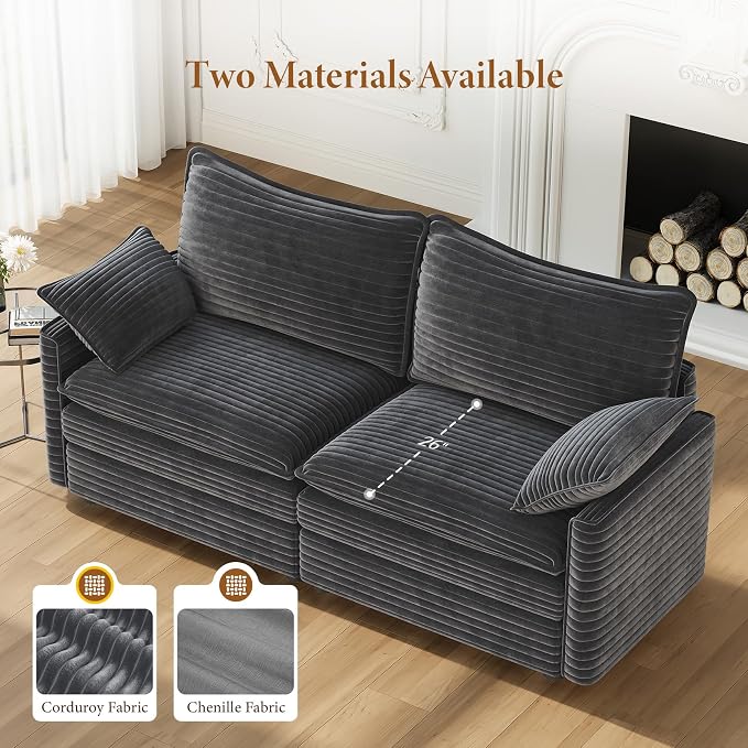 Vesgantti 74" Cloud Couch for Living Room, 2 Seaters Deep Seat Sectional - Image 3