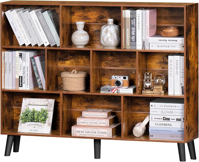 LEYAOYAO 10 Cube Bookshelf, 3 Tier Vintage 55.12" Wide Bookcase by LEYAOYAO-Findtheshiningpointofyourideallife%EF%BC%81