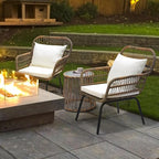 wildformers 3 Pieces Rattan Wicker Bistro Set, Outdoor Conversation Set - Image 7