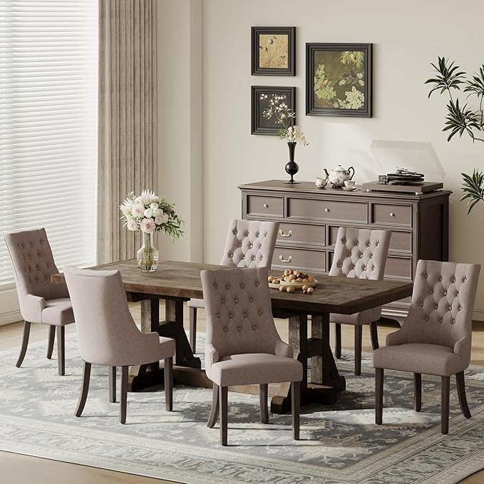 COLAMY Fabric Side Dining Chairs Set of 2, Wingback Upholstered Dining Room - Image 8