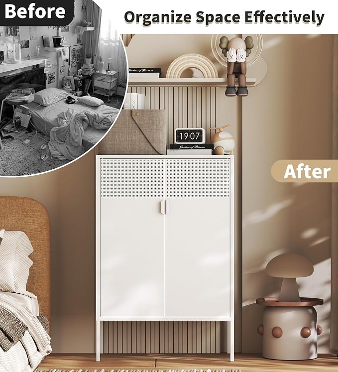 White Metal Storage Cabinet - Image 5