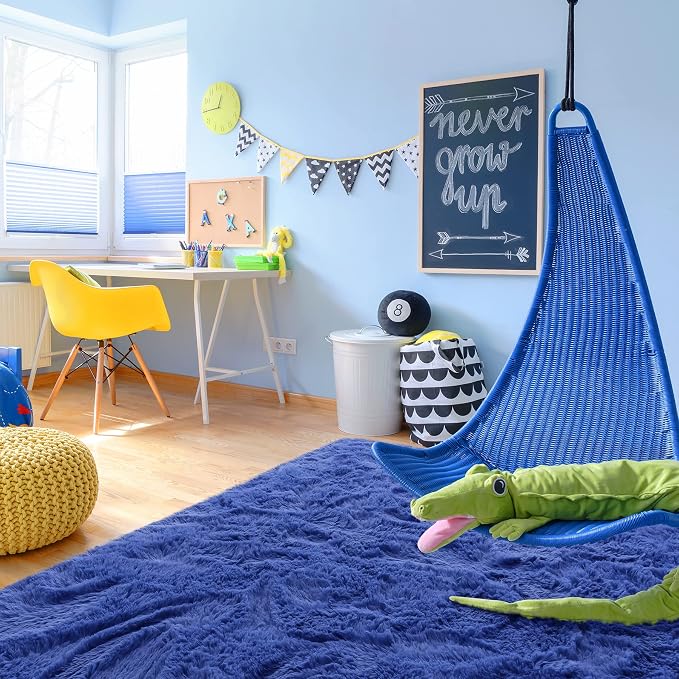 Noahas 5x7 Royal Blue Fluffy Soft Area Rug Non-Slip - Image 5