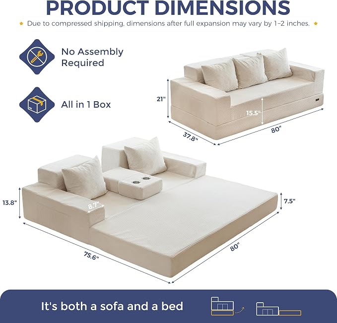 MAXYOYO Convertible Sofa Bed, Folding Sleeper Chair - Image 2