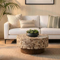 East at Main Mila Brown Coffee Table – Round Boho Pedestal Table by EastatMain