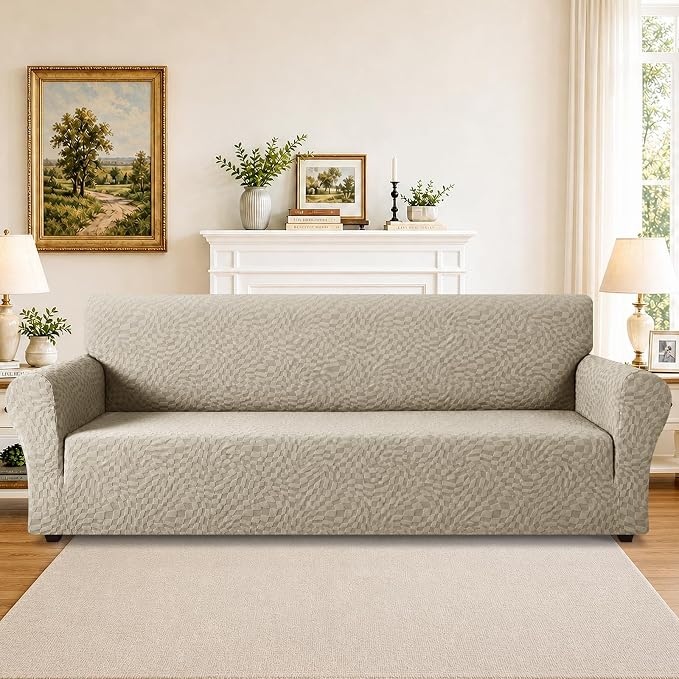 ZNSAYOTX 1 Piece Stretch Oversized Sofa Covers, New Plaid Couch Cover - Image 2