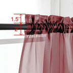 Burgundy Red Sheer Curtains 72 Inches Long 2 Panels Set, Transparent Voile - Image 3