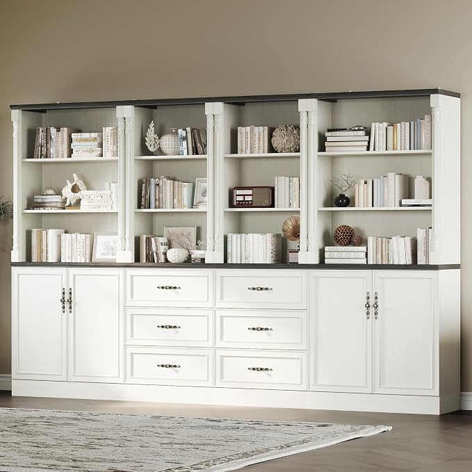 Bookshelf with Drawers, Floor Standing Display Storage Cabinet - Image 7