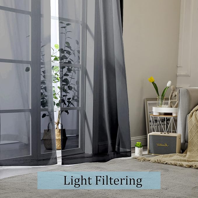 Black Sheer Curtains 96 Inch Length, Elegant Sheer Curtains - Image 3