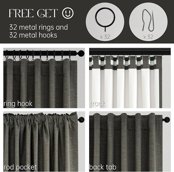 95 Inch Long Gray Blackout Curtains - Image 4