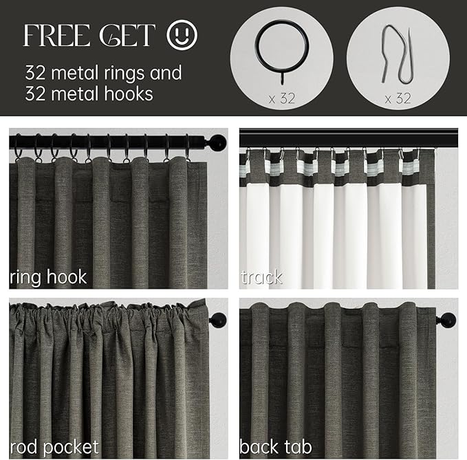 Topfinel 105 Inch Long Linen Blackout Curtains - Image 4