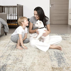 2.6x8 Washable Runner Rug：Modern Abstract Soft Carpet Beige Brown | - Image 2
