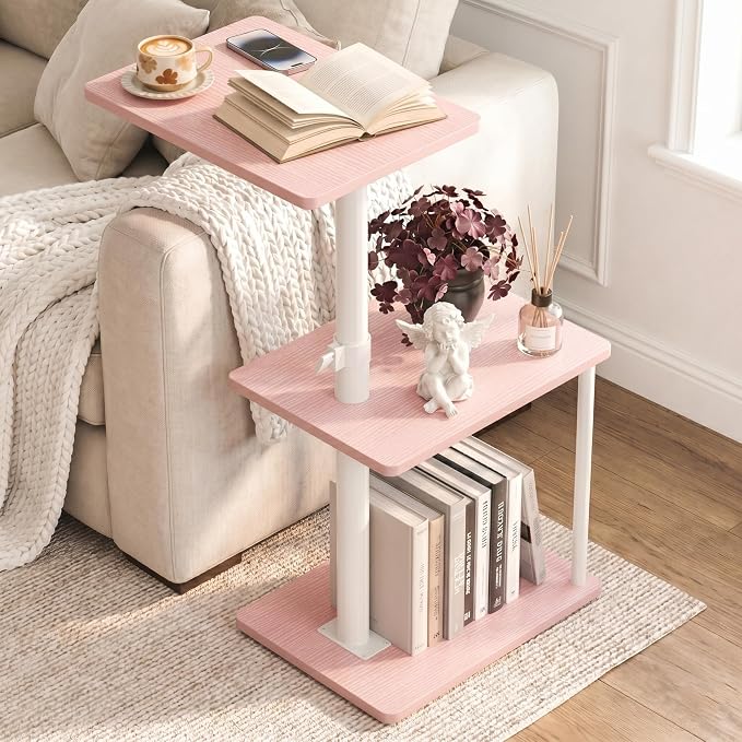 Faesun Swivel Side Table for Couch Arm, Adjustable C End Table for Recliner or by Faesun
