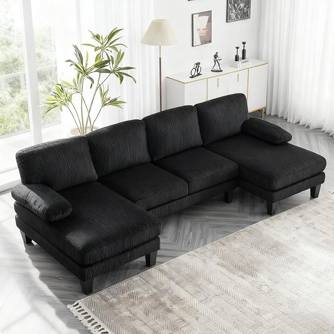 Karl home 111" Sectional Sofa U-Shaped 4-Seat Couch by Karlhome