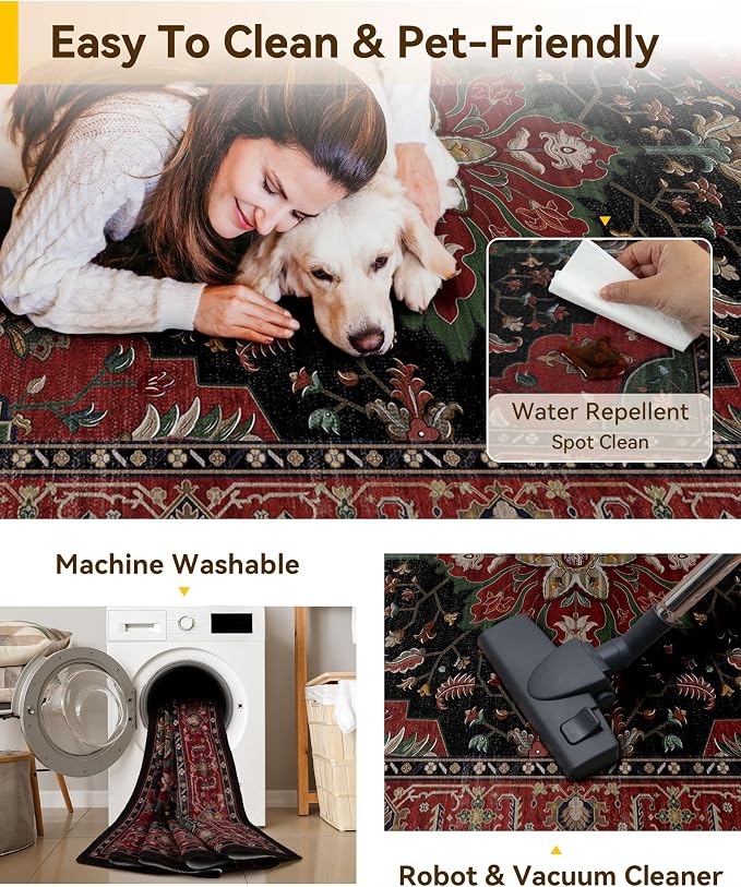 RELEANY Washable Area Rug, Runner 2'x8', Water Repellent, Pet Friendly - Image 4