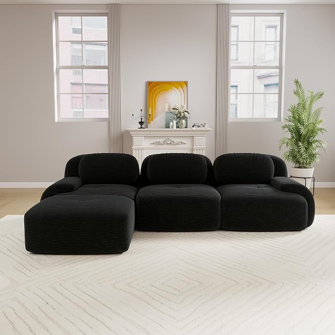 Boneless Sectional Couch, No Assembly Required, 117.3” L Shaped Modular Cloud - Image 2
