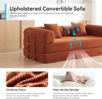 Convertible Sleeper Sofa with 2 Pillow, Modern Corduroy Futon Bed, Modular Sofa - Image 6