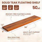 36 Inch Teak Floating Shelves Set of 2 - Image 3