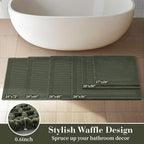 RESARE Waffle Bathroom Runner Rugs, Non Slip Boho Bath Mat 24"x72" Green | Long - Image 5
