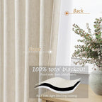 100% Blackout Linen Curtains for Bedroom 96 inches Long, Thermal Insulated Room - Image 4