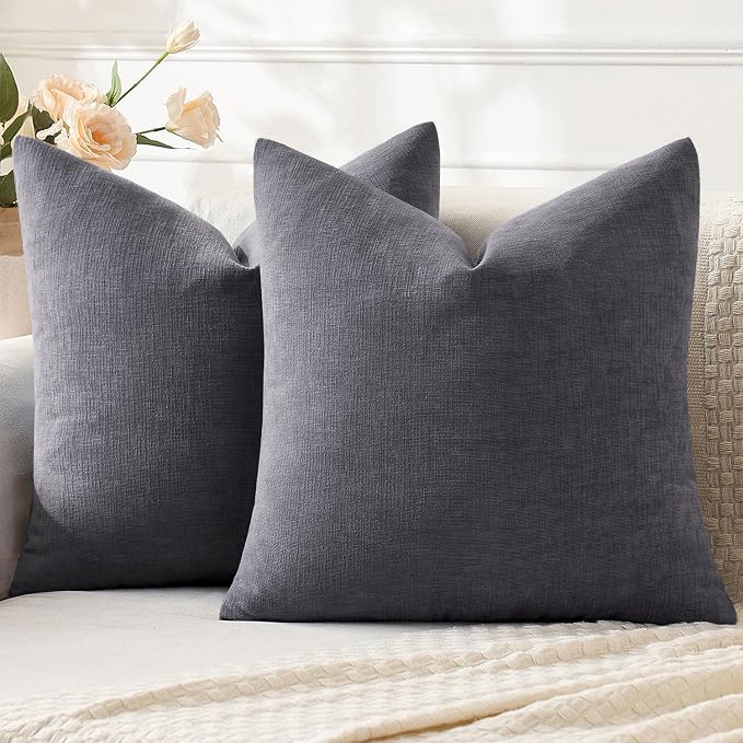 MIULEE Grey Chenille Couch Throw Pillow Covers, 20x20 | Set of 2, Soft by MIULEE