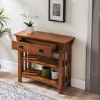 Leick Home Mission Impeccable Bookshelf, Solid Wood, 2 Drawers, 2 Shelves - Image 2