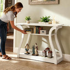 SUPER DEAL Wood Console Table for Entryway, 3 Tier Decorative Sofa Table - Image 2
