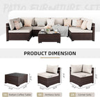 UPHA 7 Pieces Patio Furniture Sets, Wicker Outdoor Sectional Sofa Couch - Image 2
